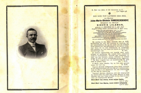 Bidprentje Jules Vandekerckhove