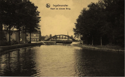 Zicht op de centrumbrug, Ingelmunster, ca 1910