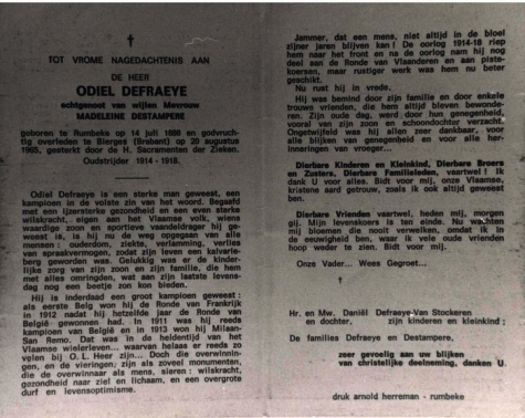 Bidprentje van Odiel Defraeye