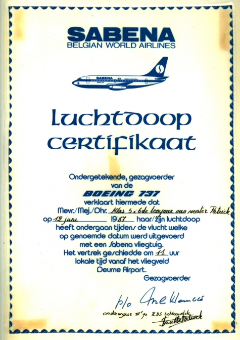 Luchtdoop 5de en 6de jaar meester Patrick, Lichtervelde, 12 juni 1986