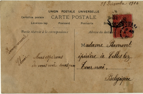 Postzijde nieuwjaarskaart, 1906