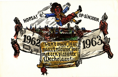Beeldzijde nieuwjaarskaart, opsinjoor, 1963