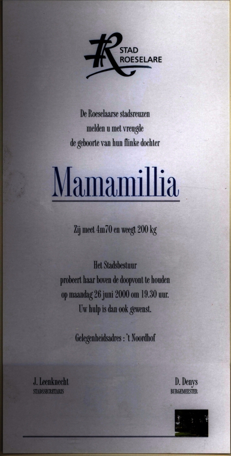 Doop van reuzin Mamallia, Roeselare, 2000