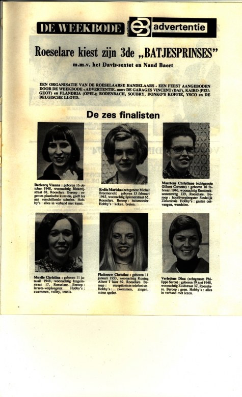 Batjesprinsesverkiezing, Roeselare, 1974