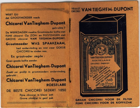 Omkarton notaboekje chicorei Van Tieghem-Dupont, Roeselare