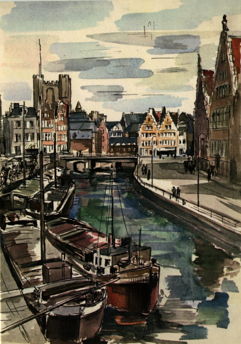 Beeldzijde kerst- en nieuwjaarskaart, Graslei Gent