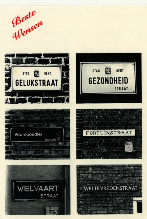 Beeldzijde kerst- en nieuwjaarskaart, straatnamen