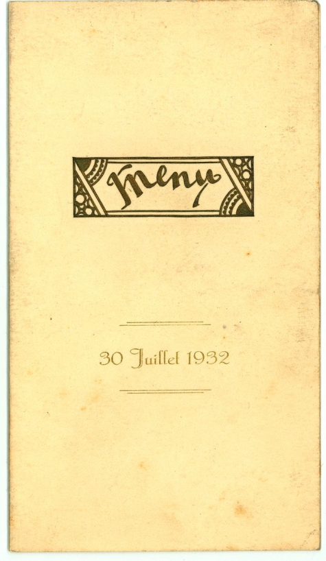 Franstalige menukaart Huwelijk 1932