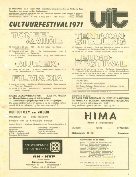 Maandblad Culturele Raad Roeselare, 1971