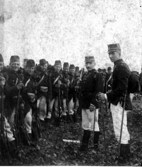 Militaire maneuvers met prins Boudewijn, Vierweg, 1890