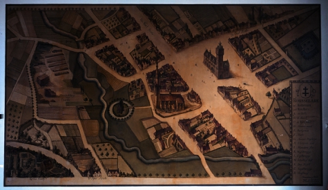 Muurschildering naar Sanderuskaart 1641 door Emiel Devos Muurschildering naar Sanderuskaart 1641 door Emiel Devos