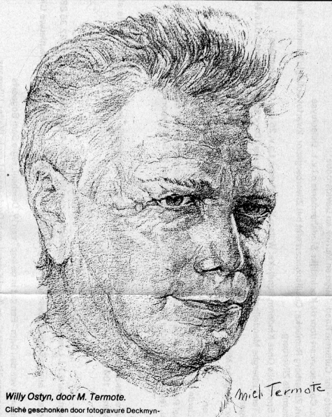 Tekening van componist Willy Ostyn, 1983