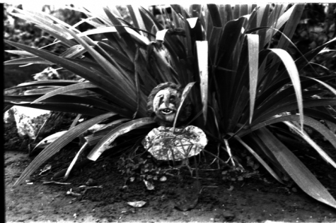 Siervoorwerp in tuin, Izegem 1957