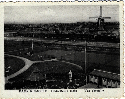 Park Rumbeke, spoorweg op achtergrond, jaren 1930
