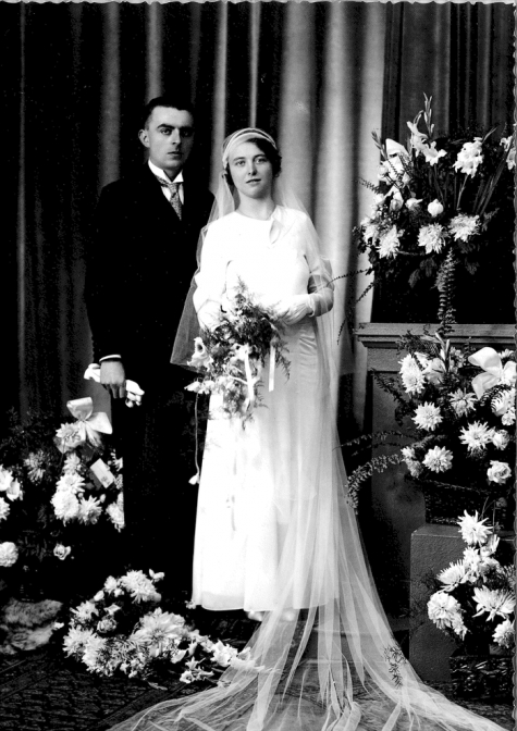 Huwelijksfoto van Jules Ghekiere en Rachel Bouckaert
