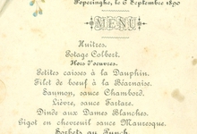 Franstalige menukaart 1890 Franstalige menukaart 1890