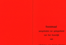 Menukaart huwelijk, 1970 Menukaart huwelijk, 1970