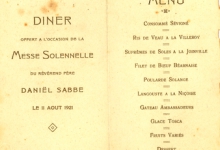 Franstalige menukaart, 1921 Franstalige menukaart, 1921