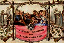 Eerste Kerst- en nieuwjaarskaart ontworpen door John Calcott Horsley, 1843 Eerste Kerst- en nieuwjaarskaart ontworpen door John Calcott Horsley, 1843