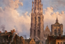 Beeldzijde kerst- en nieuwjaarskaart, kathedraal Antwerpen