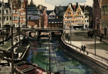 Beeldzijde kerst- en nieuwjaarskaart, Graslei Gent