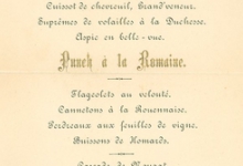 Franstalige menukaart 1892 Franstalige menukaart 1892