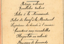 Franstalige menukaart 1896 Franstalige menukaart 1896