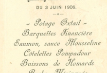 Franstalige menukaart 1906 Franstalige menukaart 1906