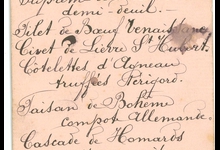 Franstalige menukaart 1913