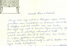 Een schrijven van meubelen Louis Dewulf, Roeselare, 1958 Een schrijven van meubelen Louis Dewulf, Roeselare, 1958