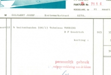 Factuur van Arthur Meeuws, Roeselare, 1970