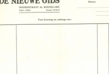 Factuurhoofding van Boekhandel De Nieuwe Gids, Roeselare  