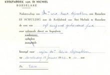 Factuur van de kerkfabriek van St Michiel, Roeselare, 1963