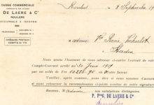 Een schrijven van de financiële instelling G. De Laere &amp; Co, Roeselare, 1919