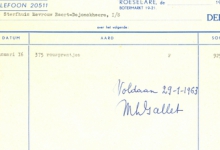 Factuur van Drukkerij A. Gallet, Roeselare , 1963
