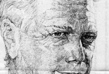 Tekening van componist Willy Ostyn, 1983 Tekening van componist Willy Ostyn, 1983