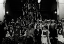 Ontvangst Poolse volksdangsgroep stadhuis Roeselare, 1983