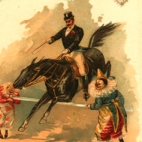 Postkaarten van het Barnum en Bailey circus met aquareltekening