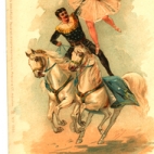 Postkaarten van het Barnum en Bailey circus met aquareltekening