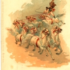 Postkaarten van het Barnum en Bailey circus met aquareltekening
