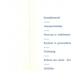 Menukaart huwelijk, 1969