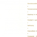 Menukaart huwelijk, 1969 (2)
