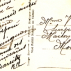 Beeld- en postzijde nieuwjaarskaart, soldaat met maretak, 1915
