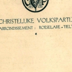 Uitnodiging tot de feestavond van de christelijke volkspartij met bijhorende spijskaart