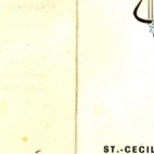 Menukaarten voor de St Ceciliafeesten van de Harmonie "Door strijd naar kunst" doorheen de jaren 1971-1995