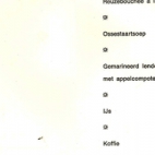 Menukaarten voor de St Ceciliafeesten van de Harmonie "Door strijd naar kunst" doorheen de jaren 1971-1995