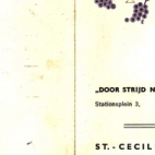 Menukaarten voor de St Ceciliafeesten van de Harmonie "Door strijd naar kunst" doorheen de jaren 1971-1995
