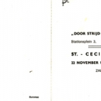 Menukaarten voor de St Ceciliafeesten van de Harmonie "Door strijd naar kunst" doorheen de jaren 1971-1995