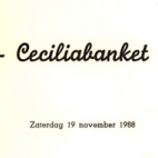 Menukaarten voor de St Ceciliafeesten van de Harmonie "Door strijd naar kunst" doorheen de jaren 1971-1995