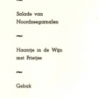Menukaarten voor de St Ceciliafeesten van de Harmonie "Door strijd naar kunst" doorheen de jaren 1971-1995